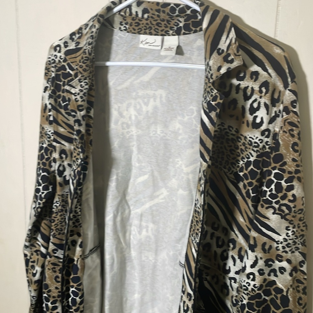 Kim Rogers Zibra And Leopard Print Lightweight Zip Up Jacket - Picture 3 of 5